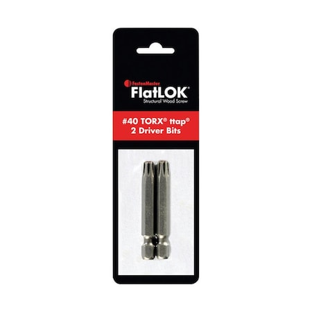 Fastenmaster FlatLOK Torx Ttap No. 40 x 2 in. Driver Bit - Steel 0.25 in. Hex, 2 Piece FA5793